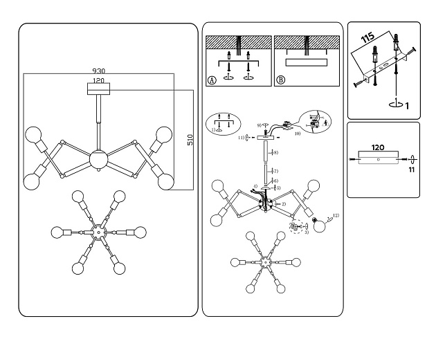 Подвесная люстра Ambrella light Traditional Loft TR80485 Фото № 7