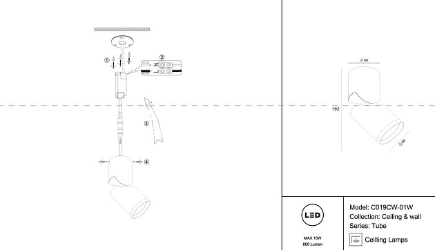 Светодиодный спот Maytoni Tube C019CW-01W Фото № 2