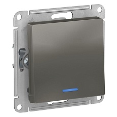 Выключатель одноклавишный Schneider Electric AtlasDesign 10A 250V с подсветкой сталь ATN000913