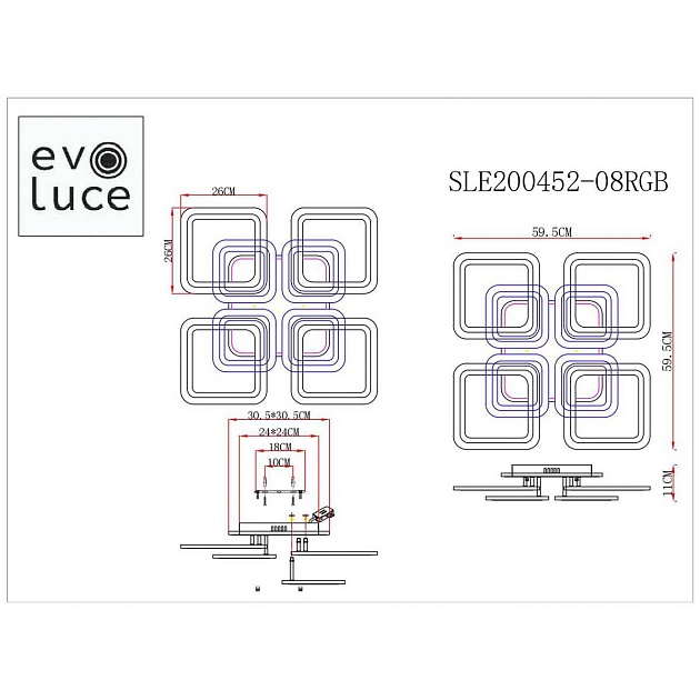 Потолочная светодиодная люстра Evoluce Qutro SLE200452-08RGB Фото № 2