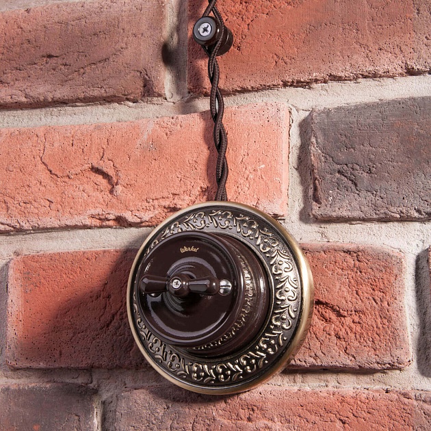 Переключатель-выключатель Werkel одноклавишный Retro коричневый W5612014 4690389166723 Фото № 6