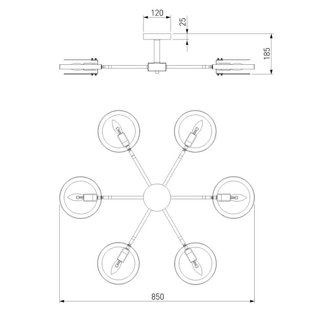 Потолочная люстра Eurosvet Gallo 70121/6 черный изображение 3 Потолочная люстра Eurosvet Gallo 70121/6 черный Фото № 3