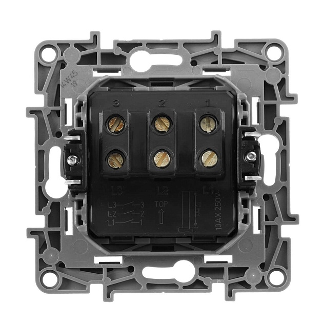 Выключатель трехклавишный Legrand Etika 10A 250V алюминий 672413 изображение 2 Выключатель трехклавишный Legrand Etika 10A 250V алюминий 672413 Фото № 2