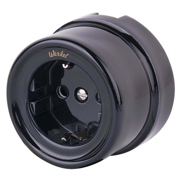 Розетка с заземлением Werkel Ретро черный W5671008 4690389166808 изображение Розетка с заземлением Werkel Ретро черный W5671008 4690389166808 Фото №