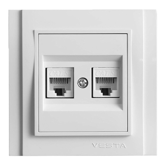 Розетка 2xLAN Vesta-Electric Verona белый FRZCW020102BEL Фото № 