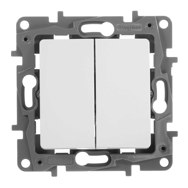 Переключатель двухклавишный Legrand Etika 10A 250V белый 672212 Фото № 2