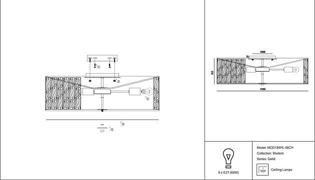 Потолочный светильник Maytoni Gelid MOD184PL-06CH Фото № 2