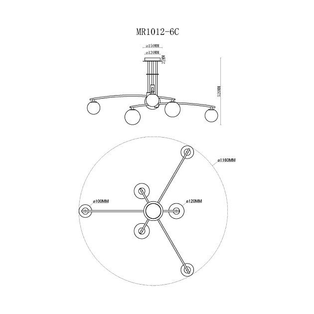 Потолочная люстра MyFar Stacy MR1012-6C изображение 2 Потолочная люстра MyFar Stacy MR1012-6C Фото № 2
