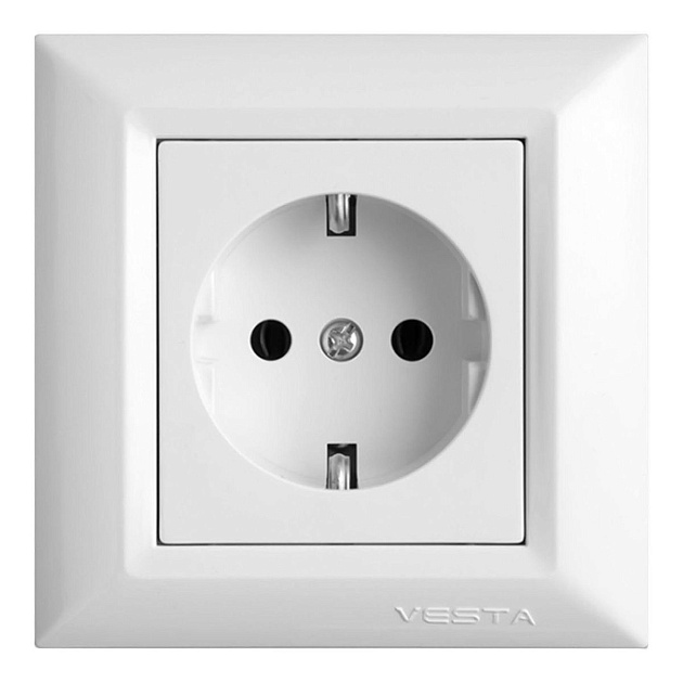 Розетка 2P+E Vesta-Electric Roma белый FRZ00010101BEL изображение Розетка 2P+E Vesta-Electric Roma белый FRZ00010101BEL Фото №