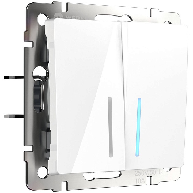 Выключатель двухклавишный с подсветкой Werkel белый W1120101 4690389155208 изображение Выключатель двухклавишный с подсветкой Werkel белый W1120101 4690389155208 Фото №