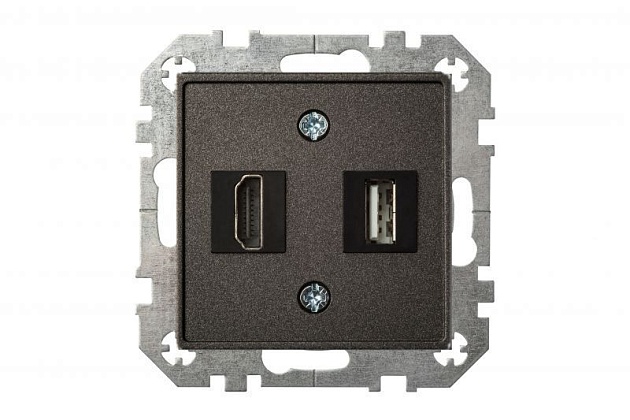 Розетка HDMI/USB Liregus Epsilon антрацит 28-1131 Фото № 2
