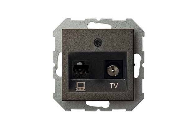 Розетка RJ45/TV Liregus Epsilon антрацит 28-113 изображение 3 Розетка RJ45/TV Liregus Epsilon антрацит 28-113 Фото № 3