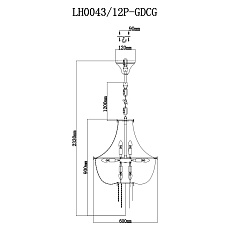 Подвесная люстра Lumien Hall Лиссоне LH0043/12P-GDCG 4