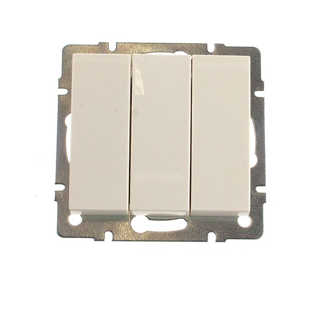 Выключатель тройной Lezard Rain кремовый 703-0388-109 Фото № 