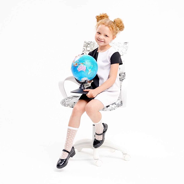 Детское кресло AksHome Ricci серый, кругосветное путешествие, ткань 72602 Фото № 3