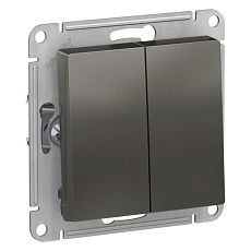 Переключатель двухклавишный проходной Schneider Electric AtlasDesign 10A 250V сталь ATN000965