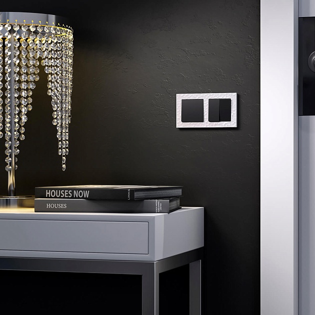 Выключатель Werkel двухклавишный проходной черный матовый W1122008 4690389156724 Фото № 5