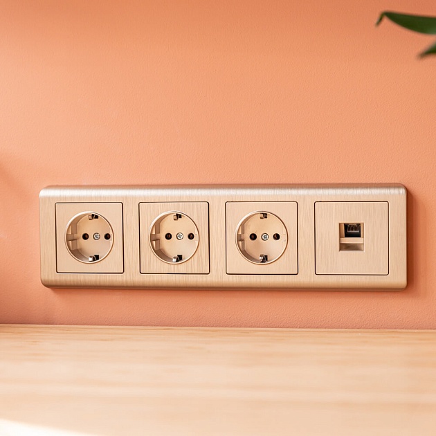 Розетка с заземлением Werkel шампань рифленый W1171010 4690389160325 изображение 4 Розетка с заземлением Werkel шампань рифленый W1171010 4690389160325 Фото № 4