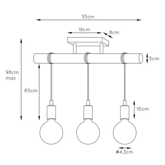 Подвесной светильник Lucide Paulien 08127/03/35 изображение 2 Подвесной светильник Lucide Paulien 08127/03/35 Фото № 2