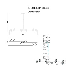 Подвесная люстра Lumien Hall Саурис LH8020/6P-BK-GD 1