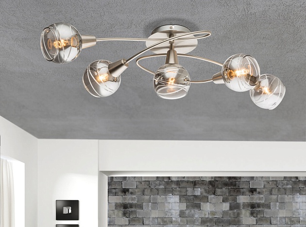 Потолочная светодиодная люстра Globo Roman 54348-5 изображение 2 Потолочная светодиодная люстра Globo Roman 54348-5 Фото № 2