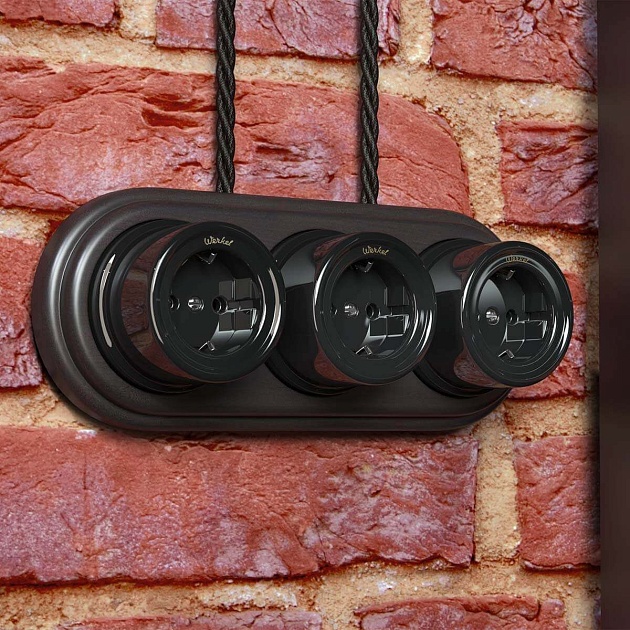 Розетка с заземлением Werkel Ретро черный W5671008 4690389166808 изображение 3 Розетка с заземлением Werkel Ретро черный W5671008 4690389166808 Фото № 3