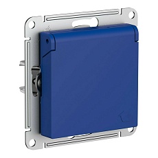 Розетка 2К+З Schneider Electric AtlasDesign 16A 250V со шторками и крышкой аквамарин ATN001146