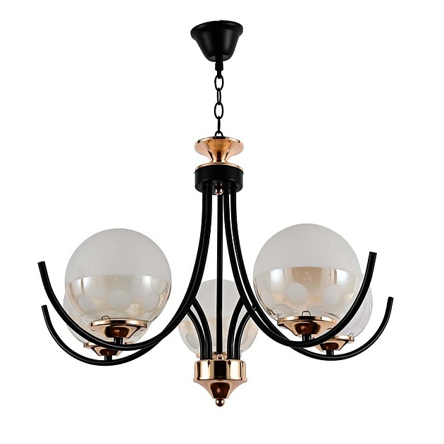 Подвесная люстра ЭкономСвет 13141/5BK+GD WT+PRL Фото № 