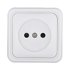 Розетка LK Studio открытой установки без заземляющих контактов с защитными шторками (белый) 813304