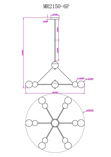 Подвесная люстра MyFar Paulo MR2150-6P Фото № 2