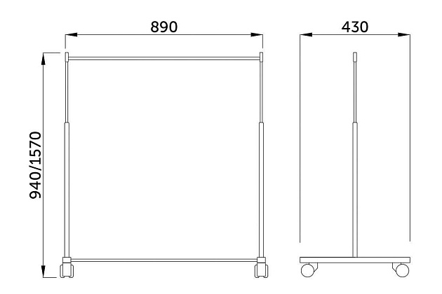 Гардеробная вешалка AksHome Vesta на колесах, черный, металл 62181 Фото № 2