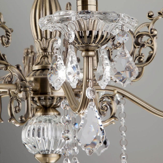 Подвесная люстра Eurosvet 3281/5 античная бронза/прозрачный хрусталь Strotskis Фото № 3