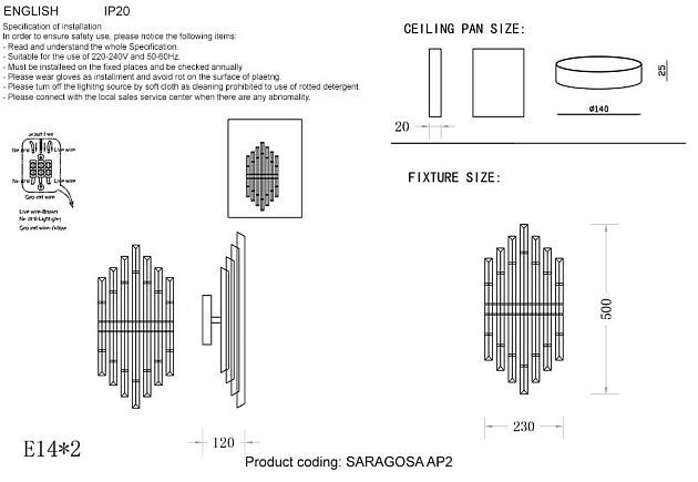 Настенный светильник Crystal Lux Saragosa AP2 Brass/Transparente Фото № 2