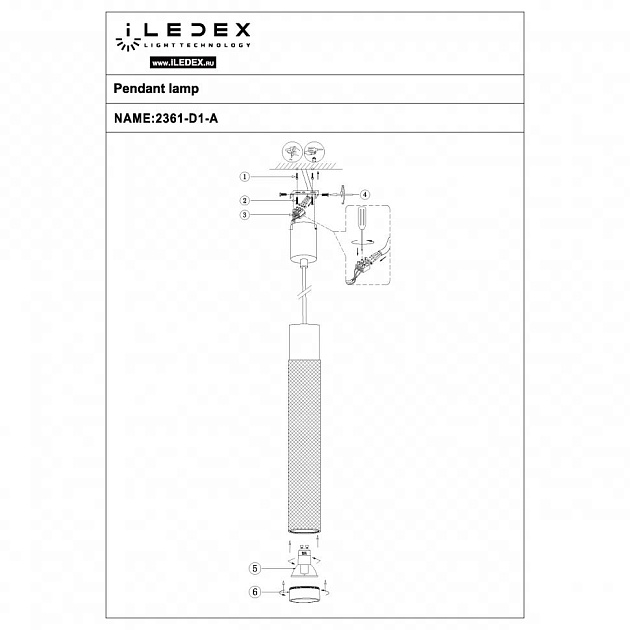 Подвесной светильник iLedex Delta 2366-1 BK+WH Фото № 2