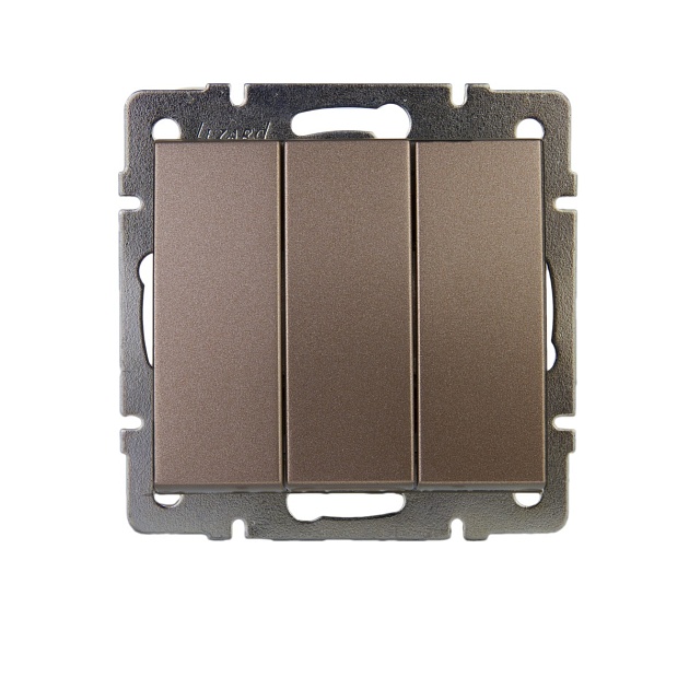Выключатель тройной Lezard Rain бронза 703-3188-109 Фото № 
