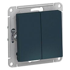 Переключатель двухклавишный проходной Schneider Electric AtlasDesign 10A 250V изумруд ATN000865