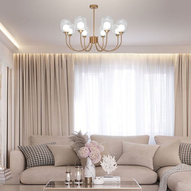 Подвесная люстра Eurosvet Spritz 70217/8 латунь изображение 5 Подвесная люстра Eurosvet Spritz 70217/8 латунь Фото № 5