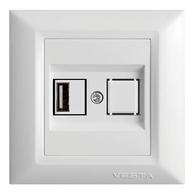 Розетка USB Vesta-Electric Roma белый FRZ00050201BEL изображение Розетка USB Vesta-Electric Roma белый FRZ00050201BEL Фото №