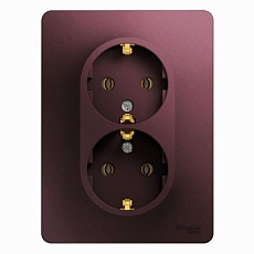 Розетка двойная 2К+З Systeme Electric Glossa 16A 250V баклажановая GSL001124