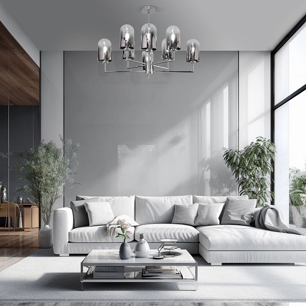 Подвесная люстра Eurosvet Pluto 60156/8 хром изображение 5 Подвесная люстра Eurosvet Pluto 60156/8 хром Фото № 5