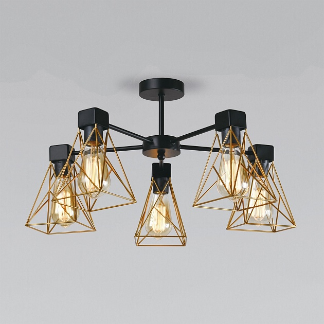 Потолочная люстра Eurosvet Trappola 70107/5 черный/латунь Фото № 