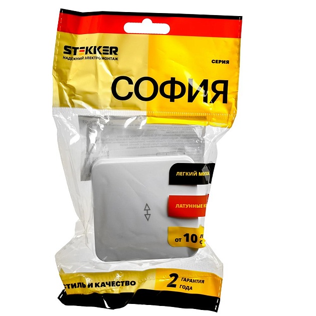 Переключатель одноклавишный Stekker белый MSW10-12-01 49386 Фото № 2