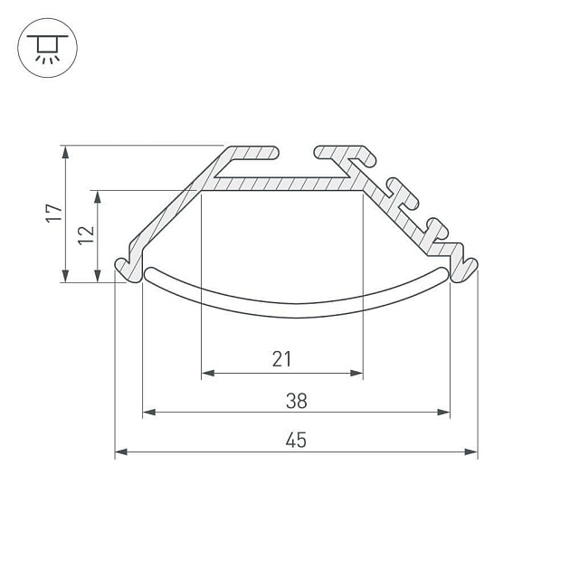 Профиль Arlight KLUS-P45-2000 ANOD 020898 изображение 4 Профиль Arlight KLUS-P45-2000 ANOD 020898 Фото № 4