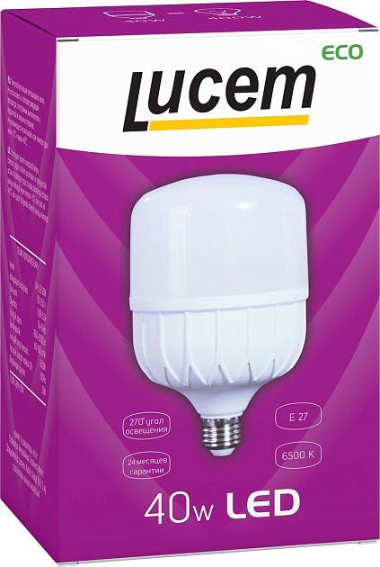 Лампа светодиодная Lucem E27 40W 6500K матовая FLLCB402765L Фото № 2