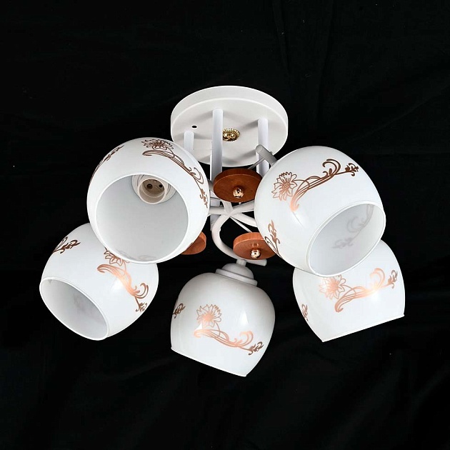 Потолочная люстра ЭкономСвет 10085/5WT+FGD WT+GD Фото № 