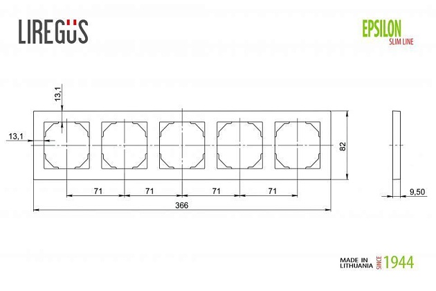 Рамка 5-постовая Liregus Epsilon антрацит 28-1205 Фото № 2