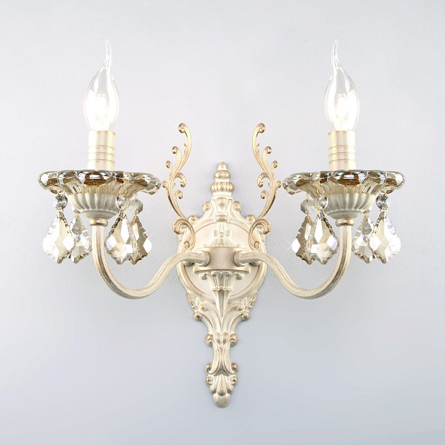 Бра Eurosvet 3281/2 белый с золотом/тонированный хрусталь Strotskis изображение Бра Eurosvet 3281/2 белый с золотом/тонированный хрусталь Strotskis Фото №