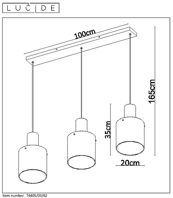 Подвесной светильник Lucide Toledo 74405/03/62 изображение 7 Подвесной светильник Lucide Toledo 74405/03/62 Фото № 7