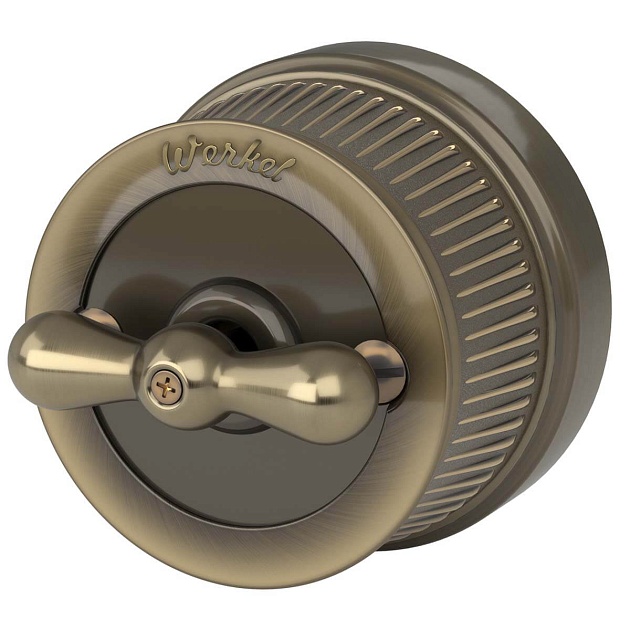 Переключатель-выключатель одноклавишный Werkel бронзовый Ретро W5712012 4690389166617 Фото № 