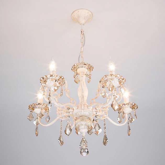 Подвесная люстра Eurosvet 3281/5 белый с золотом/тонированный хрусталь Strotskis изображение 5 Подвесная люстра Eurosvet 3281/5 белый с золотом/тонированный хрусталь Strotskis Фото № 5